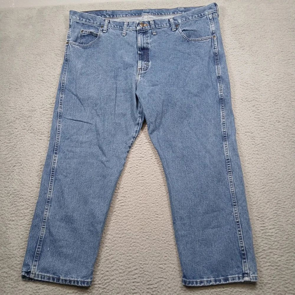 Wrangler‎ Rugged Wear Jeans Men's 46x28 Blue 100% Cotton Denim Made in Nicaragua
